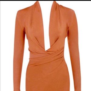 House of Cb Francesca Tan Draped Bandage dress | Size S